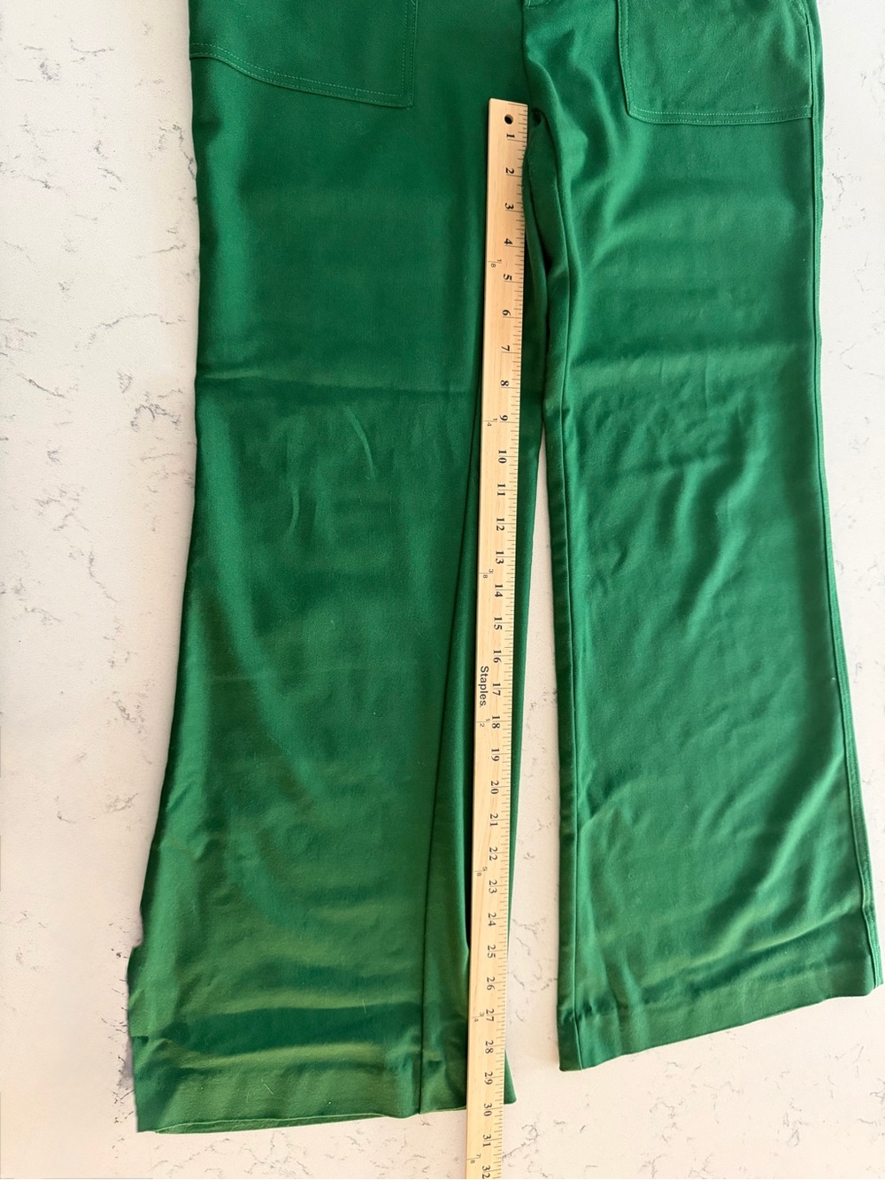 Corey Lynn Calter Green Wide Leg Pants High Rise Trouser Flare Size 12 - Picture 13 of 13